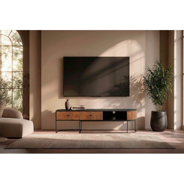 TV stolek z mangového dřeva v přírodní barvě 160x45x40 cm Curve – MOME-image-1