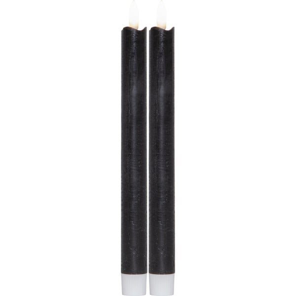 Sada 2 černých LED voskových svíček Star Trading Flamme, výška 25 cm