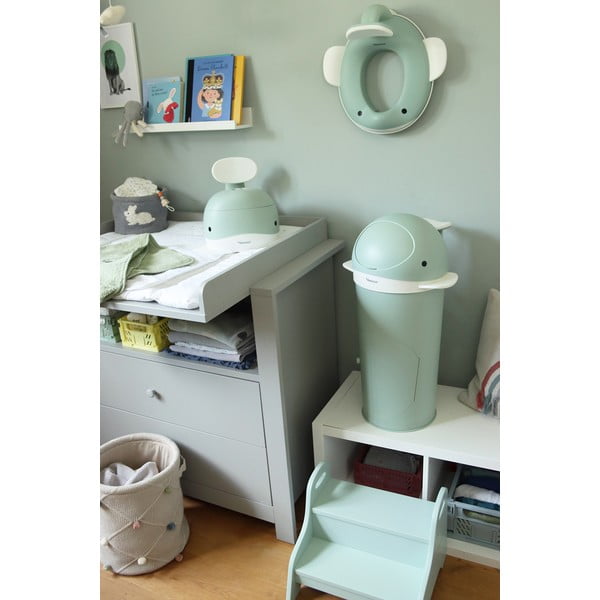 Plastový odpadkový koš na pleny v mentolové barvě 25 l Whale – Kindsgut-image-1