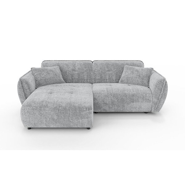 Světle šedá žinylková rohová pohovka (levý roh/s lenoškou) Nelia – Ropez