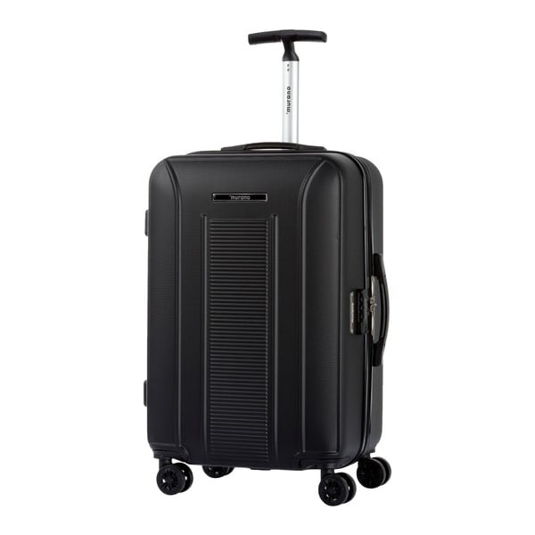Černý kufr na kolečkách ve stříbrné barvě Murano Meridian