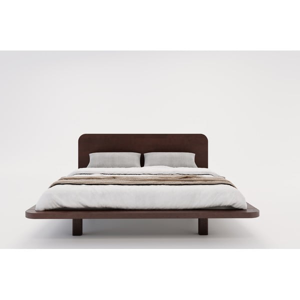 Tmavě hnědá dvoulůžková postel z bukového dřeva 200x200 cm Japandic – Skandica-image-3