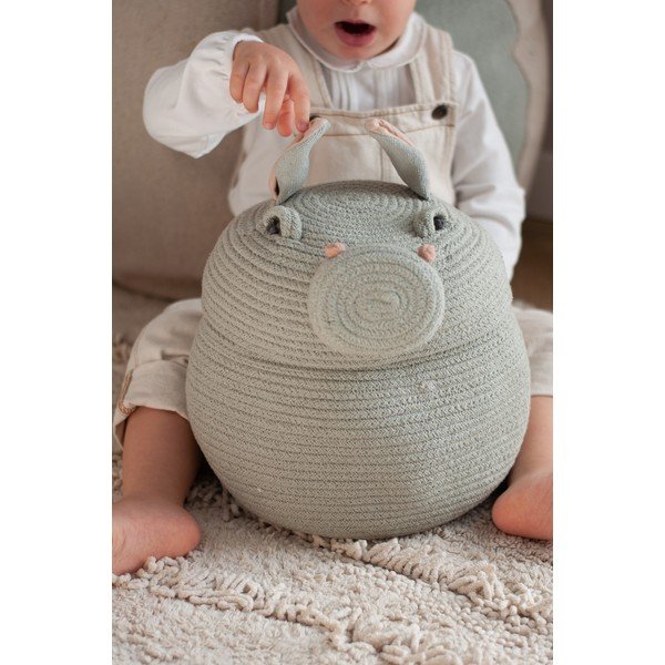 Světle šedý látkový dětský koš na hračky ø 25x30 cm Henry the Hippo – Lorena Canals-image-1