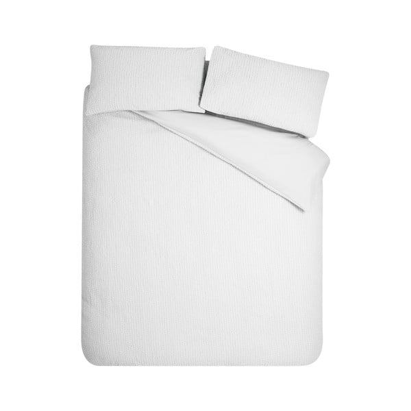 Bílé krepové povlečení na jednolůžko 135x200 cm Crinkle Seersucker – Catherine Lansfield