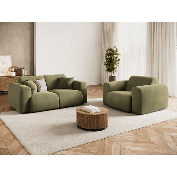 Khaki sametové křeslo Molino – Micadoni -image-1