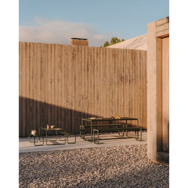 Tmavě zelený kovový zahradní jídelní set pro 4 Sotil – Kave Home-image-3