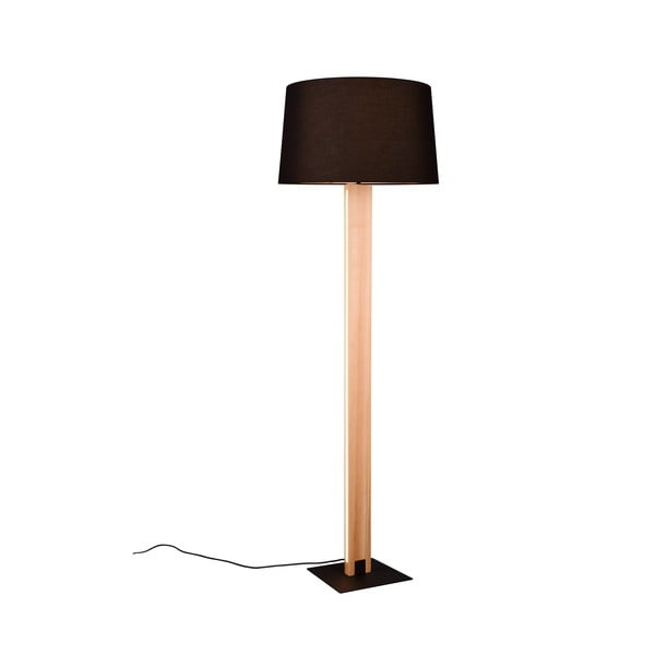 Stojací lampa v černé a přírodní barvě s textilním stínidlem (výška 150 cm) Rahul – Trio-image-4