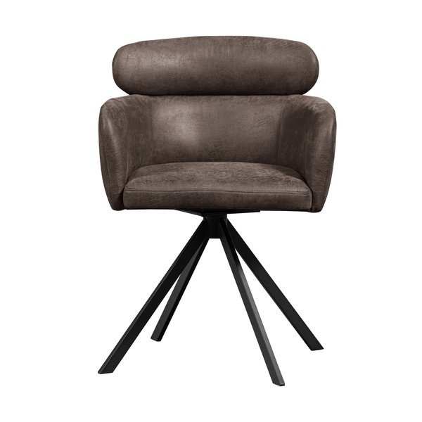 Tmavě hnědé čalouněné jídelní křeslo s područkami Fenne – WOOOD-image-2