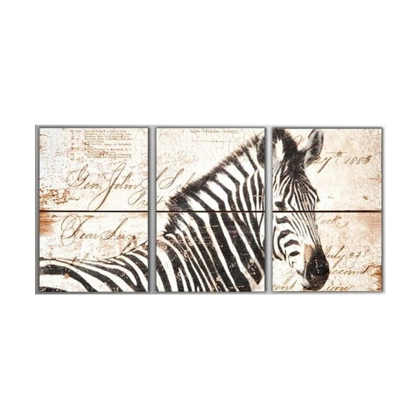 3dílný obraz Zebra, 45x90 cm
