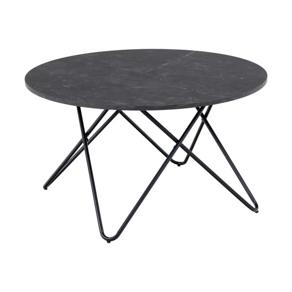 Černý kulatý konferenční stolek s deskou v dekoru mramoru ø 80 cm Wyre – Actona