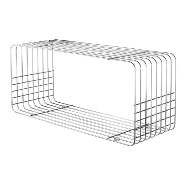 Kovová nástěnná knihovna v leskle stříbrné barvě 70x30 cm Wire – Mette Ditmer Denmark