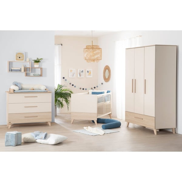 Krémová/v přírodní barvě dětská komoda v dekoru dubu s přebalovacím pultem 110x98x75 cm Sidney – Roba-image-4