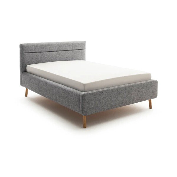 Šedá čalouněná dvoulůžková postel s úložným prostorem s roštem 140x200 cm Lotte – Meise Möbel