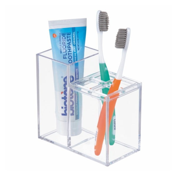 Transparentní koupelnový stojan na kartáček a zubní pastu iDesign