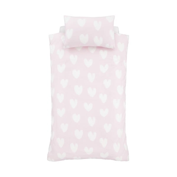 Růžové flanelové dětské povlečení na dvoulůžko 200x200 cm Hearts – Catherine Lansfield