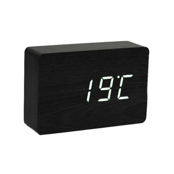 Černý budík s bílým LED displejem Gingko Brick Click Clock-image-4