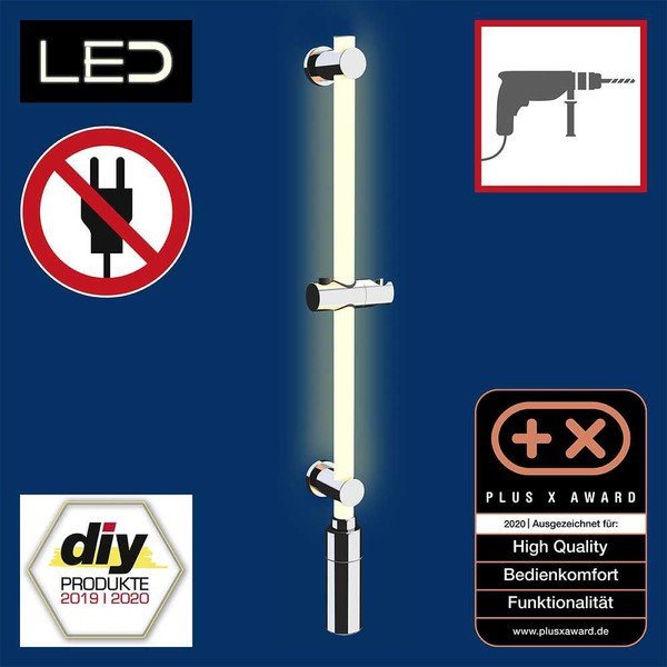 Nástěnná sprchová tyč ve stříbrné barvě 74 cm LED – Wenko-image-1