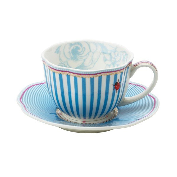 Porcelánový šálek s podšálkem Stripie od Lisbeth Dahl, 2 ks-image-1