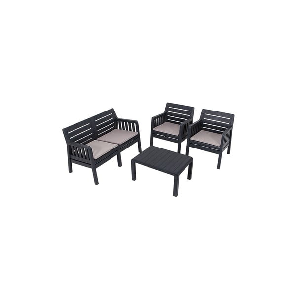 Antracitový zahradní lounge set pro 4 Lara – Floriane Garden