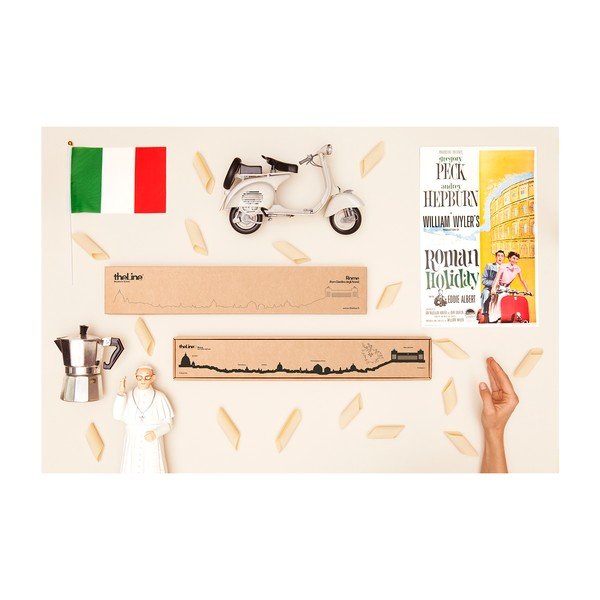 Černá nástěnná dekorace se siluetou města The Line Rome-image-2