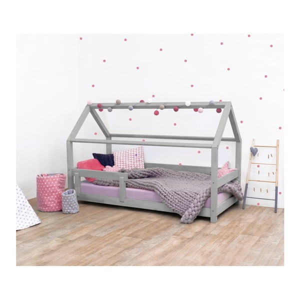 Šedá dětská postel ze smrkového dřeva s bočnicemi Benlemi Tery, 80 x 190 cm
