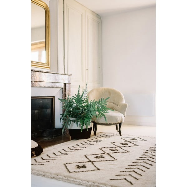 Krémový pratelný ručně tkaný bavlněný koberec 170x120 cm Bereber Rhombs – Lorena Canals-image-3