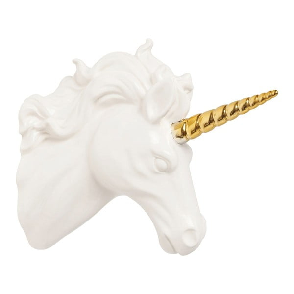 Bílá dekorace s detailem ve zlaté barvě Kare Design Unicorn Head