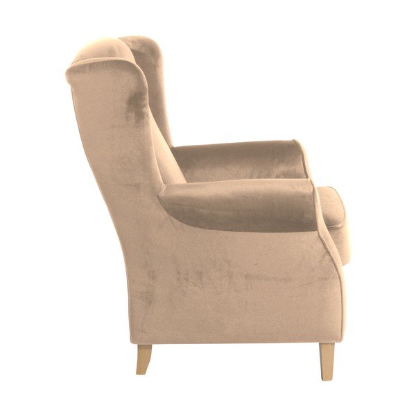 Hnědé křeslo ušák Max Winzer Lorris Velour Sand-image-3