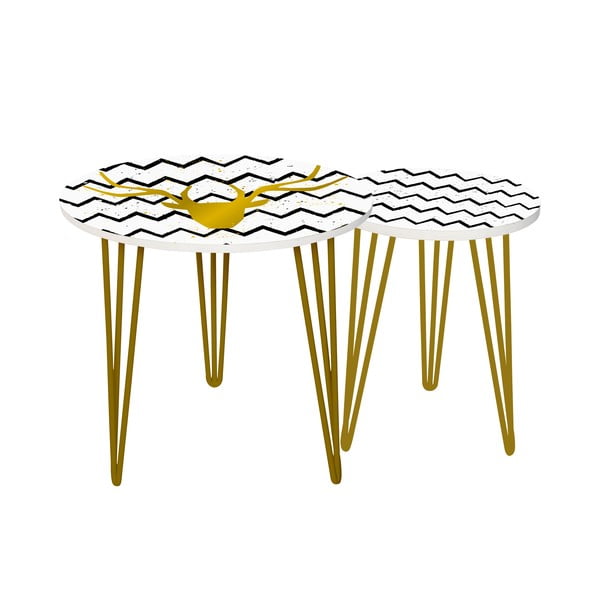 Sada 2 odkládacích stolků Gold Deer, 35 cm + 49 cm