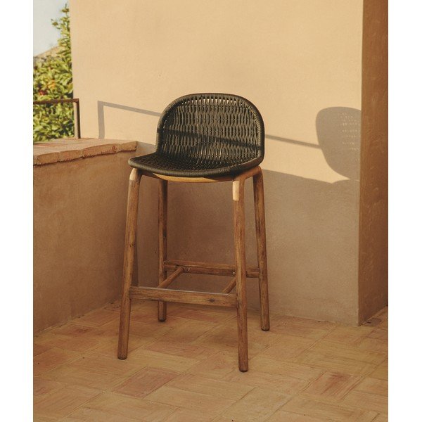 Tmavě šedá dřevěná zahradní barová židle Alipa – Kave Home-image-1