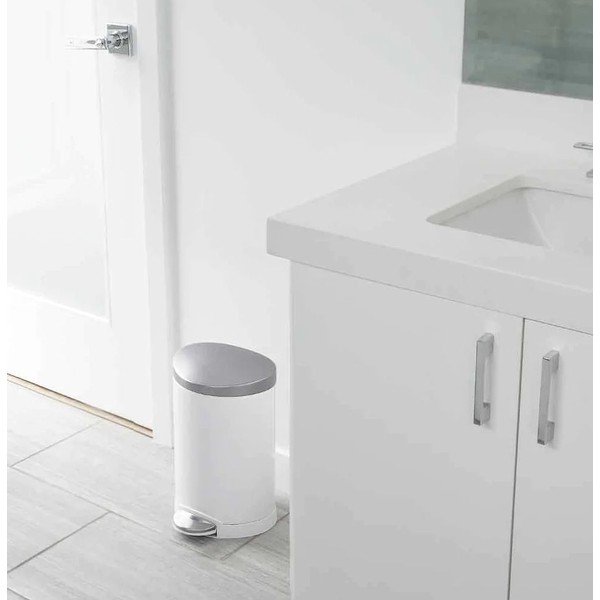 Bílý nášlapný ocelový odpadkový koš 6 l – simplehuman-image-1