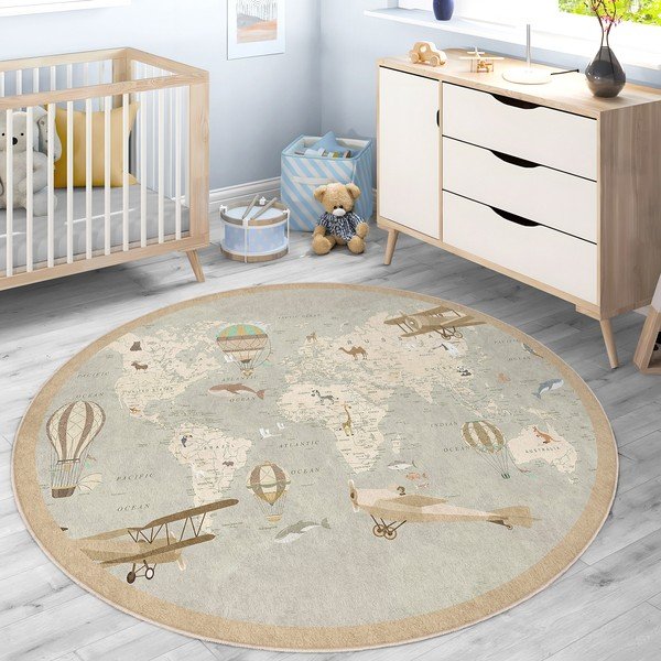 Pratelný dětský hrací koberec ø120 cm Vintage World – Mila Home-image-3