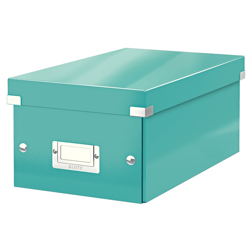 Tyrkysový kartonový úložný box s víkem Click&Store - Leitz