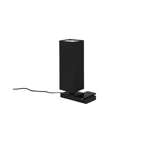 Matně černá stolní lampa s bezdrátovou nabíječkou (výška 35 cm) Haley – Trio