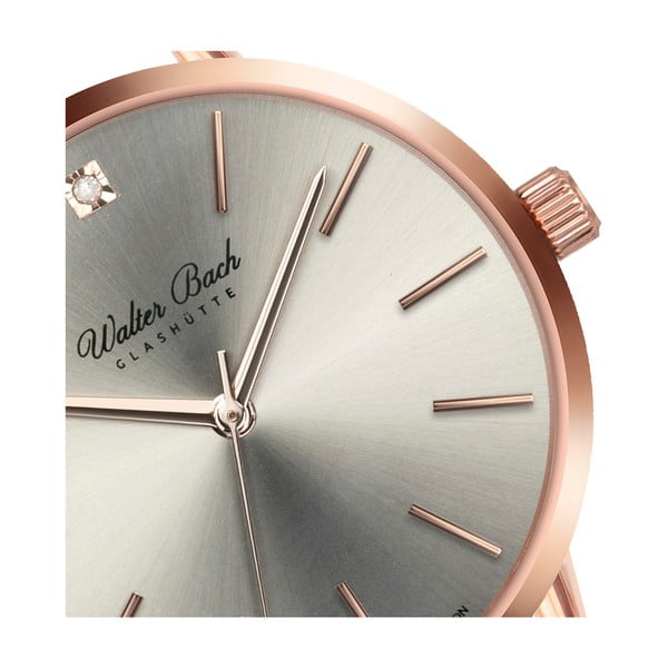 Dámské hodinky s 1 diamantem a páskem z nerezové oceli Walter Bach Diamond-image-3