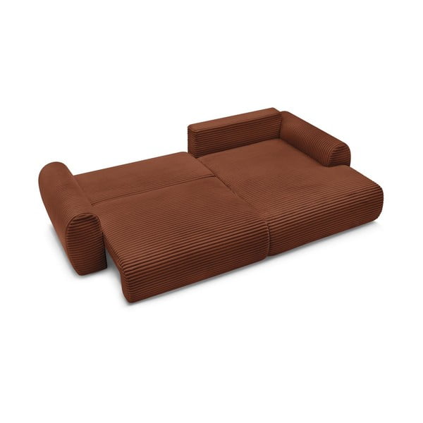 Manšestrová rozkládací rohová pohovka v cihlové barvě (pravý roh) Lucien – Bobochic Paris-image-4