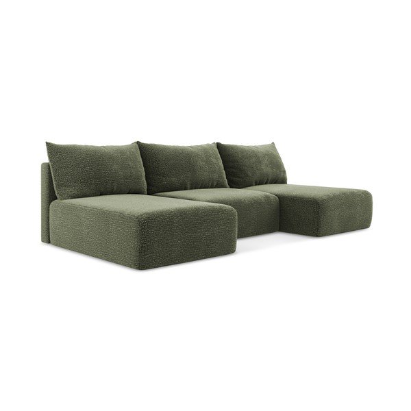 Zelená rozkládací/s úložným prostorem rohová pohovka Kalena – Makamii-image-1