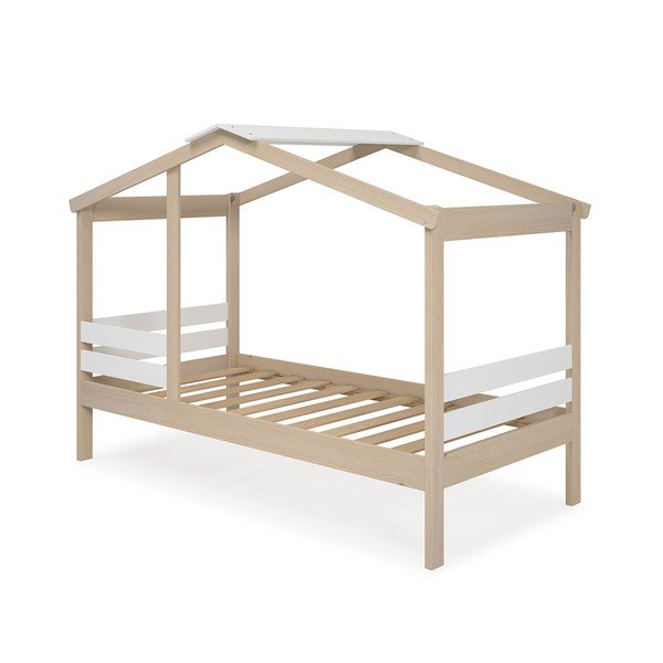 Bílá/přírodní domečková dětská postel v dekoru borovice 90x190 cm Angel – Marckeric-image-4