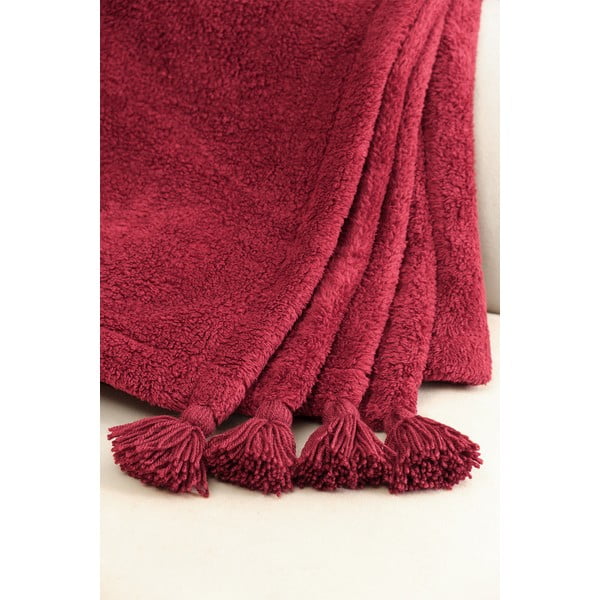 Červený přehoz z mikroplyše na dvoulůžko 200x220 cm Puffy – Mijolnir-image-3