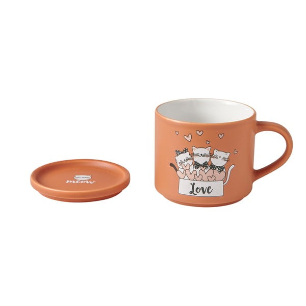 Oranžovo-béžové porcelánové hrnky v sadě 2 ks 350 ml Cats – Brandani-image-2
