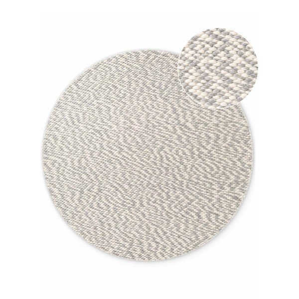 Světle šedý/krémový ručně tkaný vlněný kulatý koberec ø 160 cm Lyon Beans – Elle Decoration
