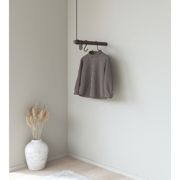 Hnědý nástěnný věšák z dubového dřeva 50 cm Swing – LIND DNA-image-1