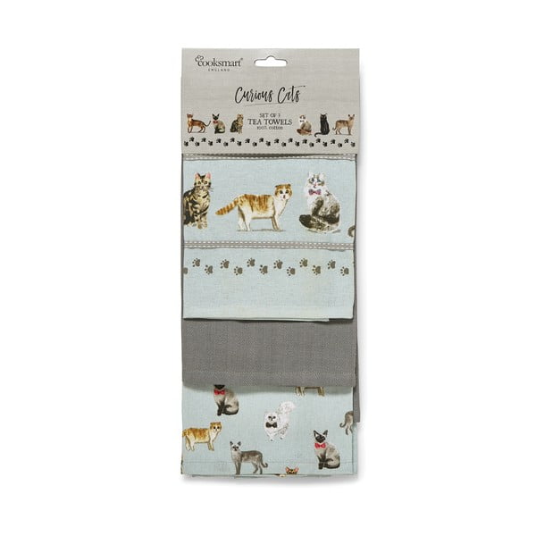 Utěrky a chňapka v sadě 4 ks Curious Cats – Cooksmart ®-image-3