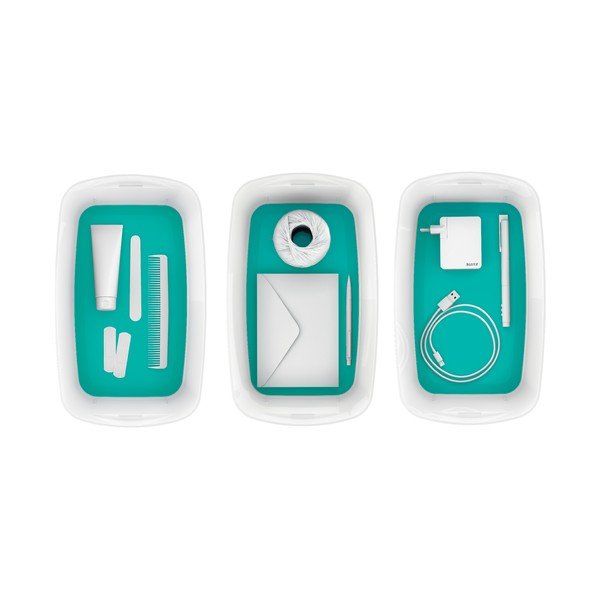 Bílo-tyrkysový úložný box s víkem Leitz Office, objem 5 l-image-2