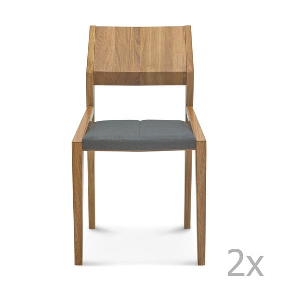 Sada 2 dřevěných židlí s šedým polstrováním Fameg Ingunn