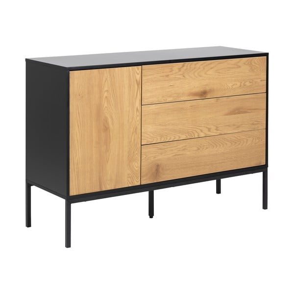 Nízká komoda v dekoru dubu v černo-přírodní barvě 120x82 cm Seaford – Actona-image-2