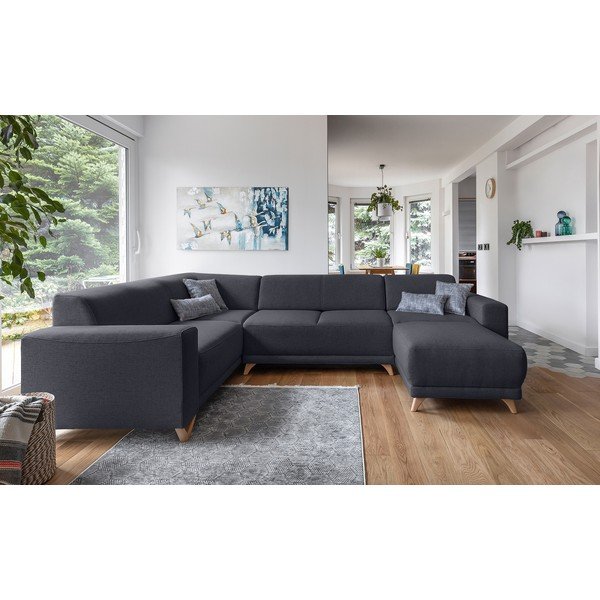 Antracitová rozkládací/s úložným prostorem rohová pohovka (levý roh/do "U") Classy Sophie – Miuform-image-1