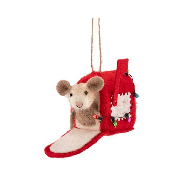 Textilní vánoční ozdoba 13 cm Mouse in Letter Box – Sass & Belle