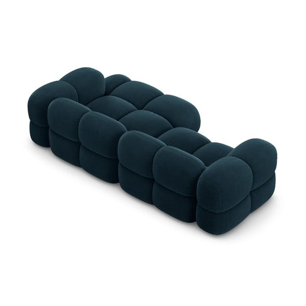 Tmavě modrá sametová rohová pohovka (pravý roh/s lenoškou) Loretto – Cosmopolitan Design-image-4