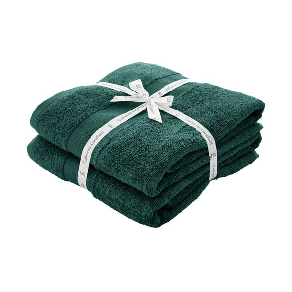 Tmavě zelené froté bavlněné osušky v sadě 2 ks 90x140 cm Anti-Bacterial – Catherine Lansfield-image-4